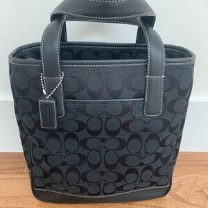 Coach Black Signature Sufflette Monogram Tote